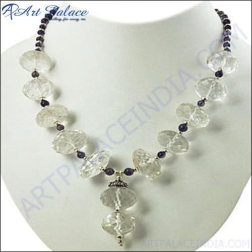 Top Design & Antique Crystal & Iolite Silver Necklace