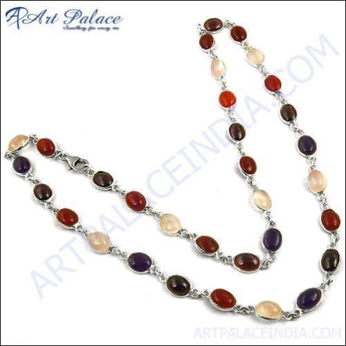 Top Design Gemstone Silver Necklace