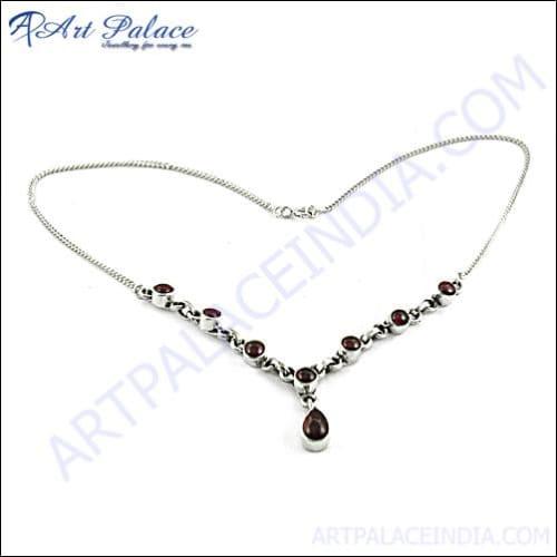 Top Quality & Fancy Garnet Gemstone Silver Necklace Gemstone Silver Necklace Garnet Necklace