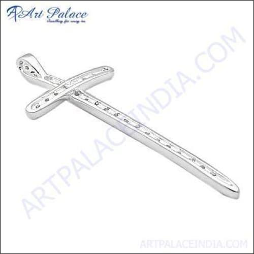 Top Quality Cubic Zirconia Cross Silver Pendant