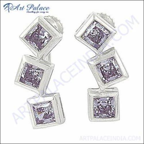 Top Quality Cubic Zirconia Gemstone Silver Earring