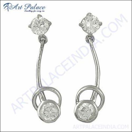 Top Quality Cubic Zirconia Gemstone Silver Earrings