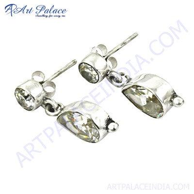 Top Quality Silver Cubic Zirconia Gemstone Earring Magnificent Cz Earring Solid Cz Earring