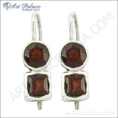 Top Quality 925 Sterling Silver Garnet Gemstone Earrings - Premium Silver Jewelry