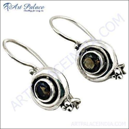 Top Quality Smokey Quartz Gemstone Silver Earrings - Best Earring Collection