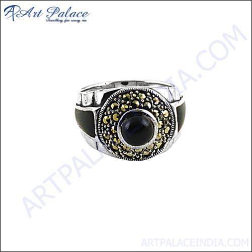 Traditional Black Onyx and Marcasite Silver Jewelry Marcasite Ring Beautiful Marcasite Rings