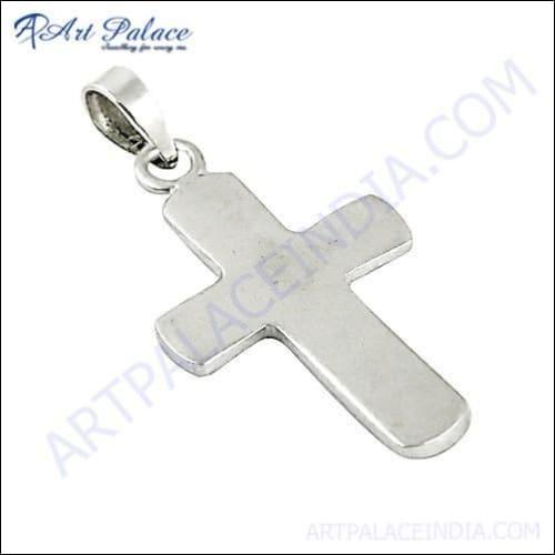 Traditional Cross Plain Silver Pendant