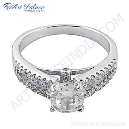 Elegant Traditional Cubic Zirconia Silver Ring - Timeless Jewelry Piece