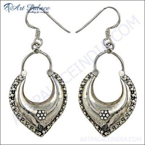 Traditional Designer Plain Silver Dangle Earrings
