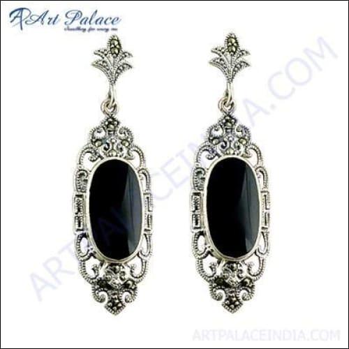 Traditional Inlay Silver Designer Earring