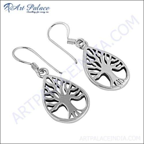 Traditional Plain Silver Earrings, 925 Sterling Silver Jewelry
