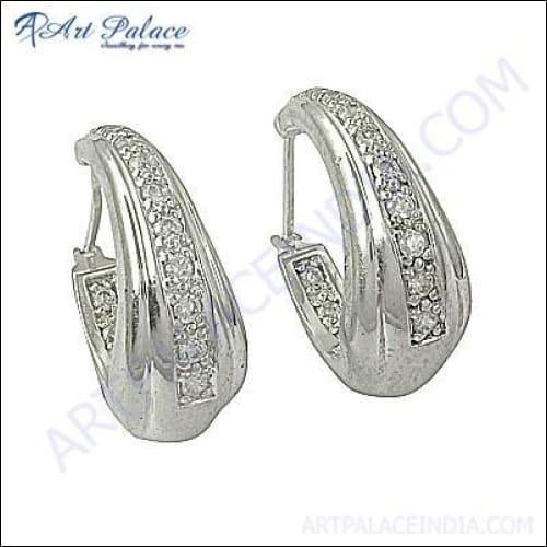 Trendy Charm Cubic Zirconia Gemstone Silver Earring