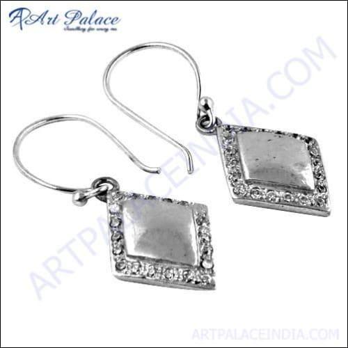 Trendy Charm Cz Gemstone Silver Earring
