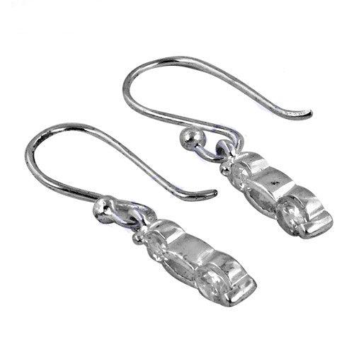 Trendy Cubic Zirconia Gemstone Silver Earrings. Simple Cz Earring Adorable Cz Earring