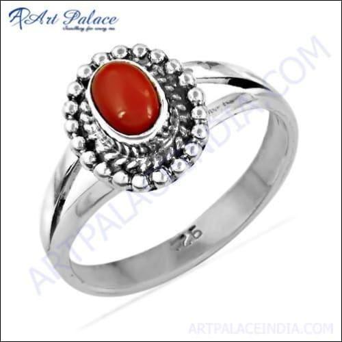 Truly Designer Carnelian Gemstone Silver Ring