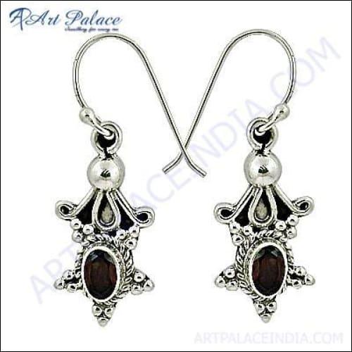 Elegant Designer Garnet Silver Earrings - Unique Handmade Jewelry