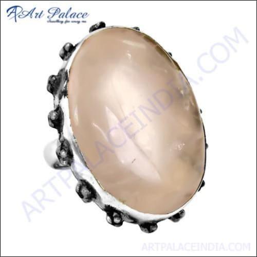 Truly Designer Rose Quartz Gemstone 925 Silver Ring