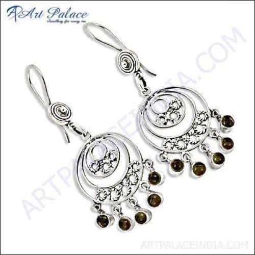 Elegant Designer Silver Earrings with Citrine - Shop Now