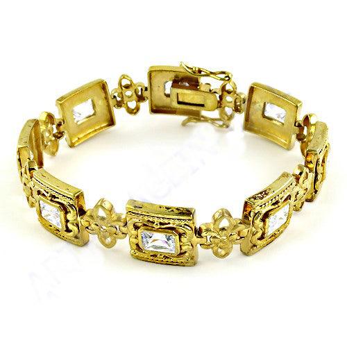 Ultimate Cubic Zirconia Gemstone Gold Plated Silver Bracelet Gold Plated Cz Bracelet Beautiful Cz Bracelet