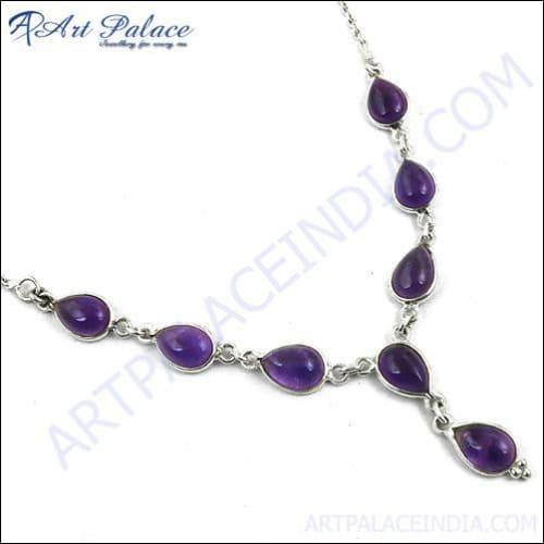 Unique Beautiful African Amethyst Gemstone Silver Necklace