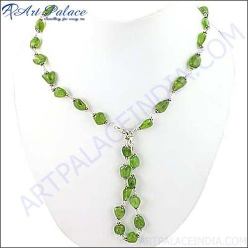 Unique Beautiful Peridot Gemstone Silver Necklace