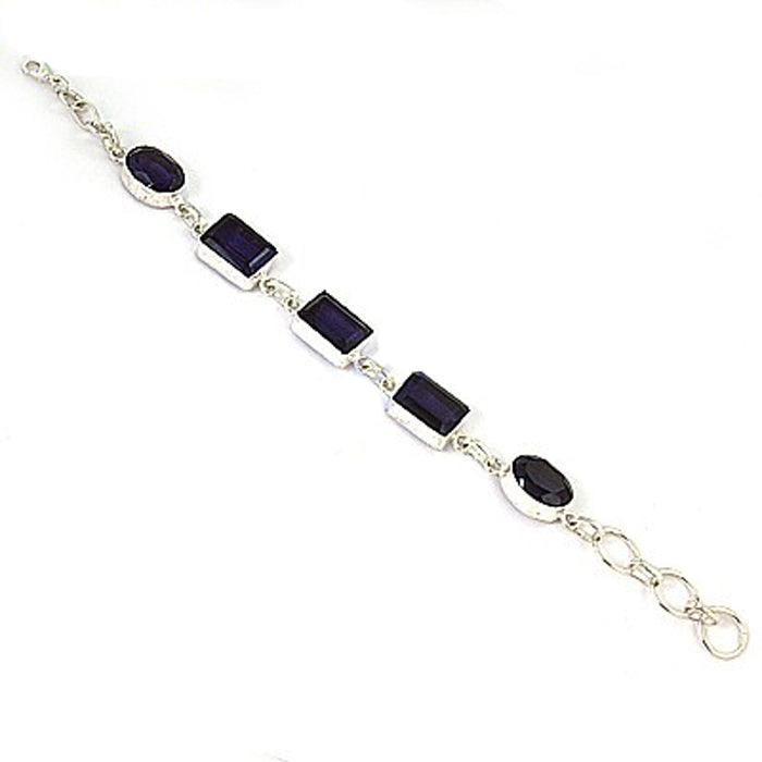 Unique Beautiful Purple Glass German 925 Silver Bracelet Gemstone Bracelet Solid Glass Gemstone Bracelet