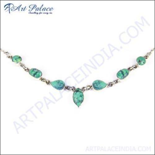 Unique Beautiful Turquoise Gemstone Silver Necklace Turquoise Necklace Superior Necklace
