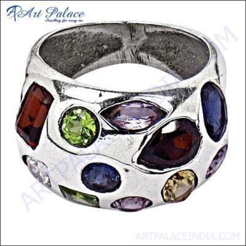 Unique Multi Stone Inspiration Silver Ring