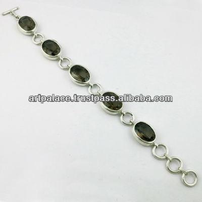 Unique Smokey Quartz 925 Sterling Silver Bracelets Natural Gemstone Bracelet Superior Bracelet