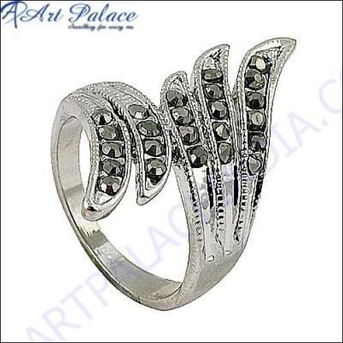 Unique Style Gun Metal Silver Marcasite Ring Fabulous Marcasite Rings Silver Marcasite Rings