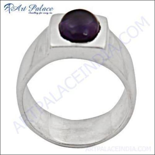 Unusual Oval Amethyst Gemstone Silver Ring Oval Rings Round Ring Cabochon Rings Amethyst Rings