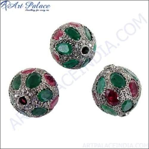Wholesale Diamond Pave Beads 925 Silver Jewelry components Pretty Victorian Beads Colorless Victorian Beads