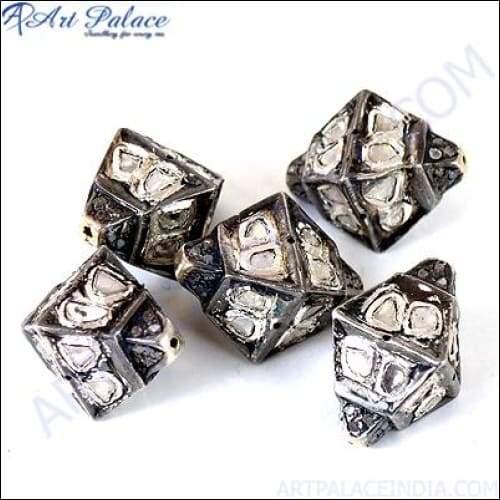 Wholesale Diamond Spacer Gold Plated Silver Jewelry Handmade Victorian Beads Chunky Victorian Beads