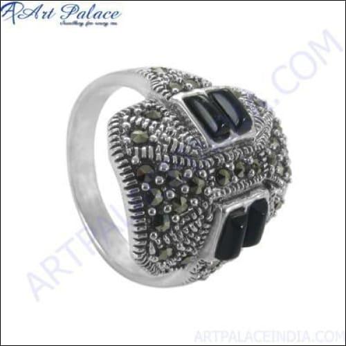 Wholesale Gemstone 925 Silver Ring Fancy Marcasite Ring Awesome Ring