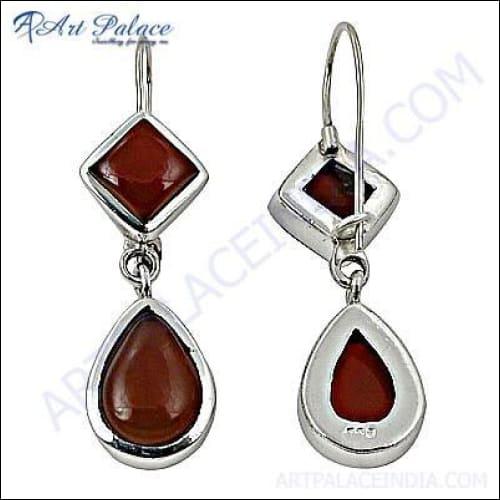 Wholesale Gemstone Earring 925 Silver Earring Red Onyx Earring