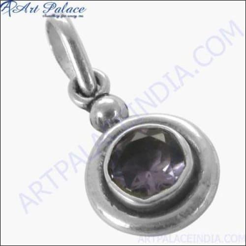 Wholesale Gemstone Silver Pendant Amethyst Gemstone Pendant Round Amethyst Gemstone Pendant