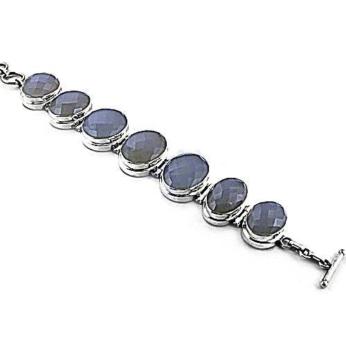 Wholesale Handmade Chalcedony 925 Silver Bracelet Oval Cut Gemstone Bracelet Energy Gemstone Bracelet