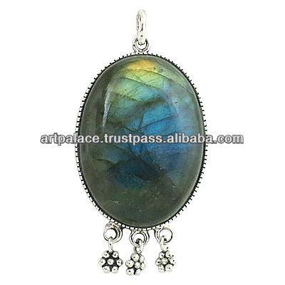 Wholesale Handmade Labradorite Silver Pendant Labradorite Gemstone Pendant Casual Pendant