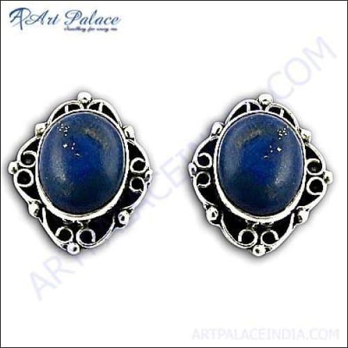 Wholesale Silver With Gemstone Earring 925 Silver Earring Cabochon Gemstone Earring Lapis Lazuli Earring