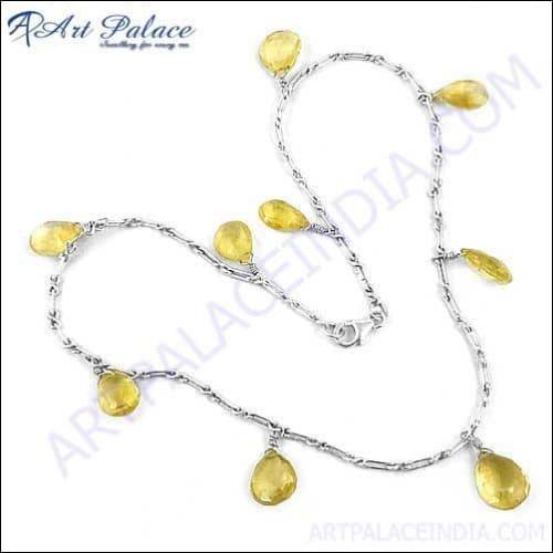 Yellow Citrine Beads Necklace For Women's Yellow Beaded Necklace Beaded Necklace Yellow Beads Necklace
