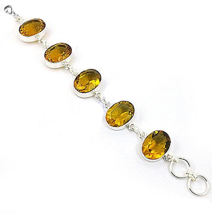 Yellow Glass Gemstone German 925 Silver Bracelet Gemstone Bracelet Exceptional Bracelet Comfortable Bracelet