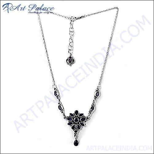 Stylish Amethyst & Iolite Silver Necklace