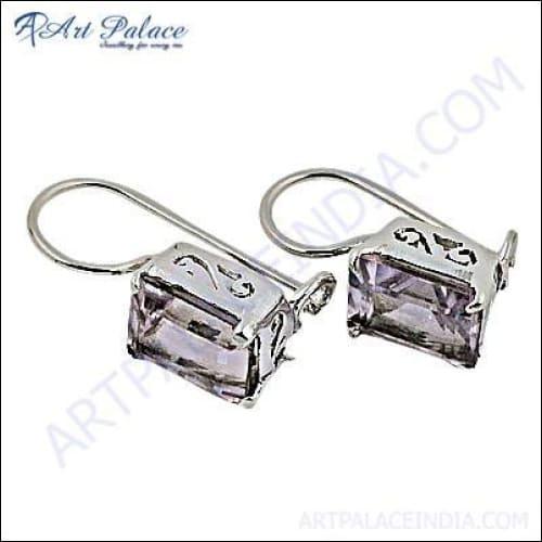 Top Quality Amethyst Gemstone Silver Earring