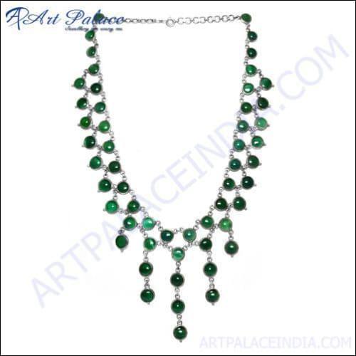 Top Quality Green Onyx Silver Necklace