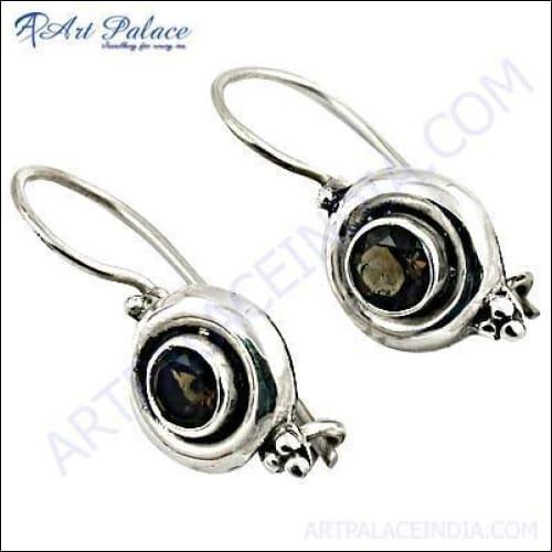 Top Quality Earring Smokey Quartz Gemstone Silver Earring