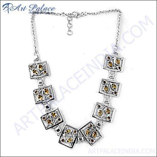 Traditional Citrine Silver Necklace
