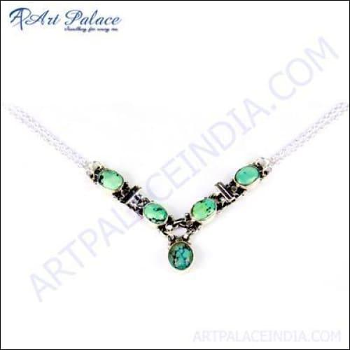 Traditional Turquoise Gemstone Silver Necklace