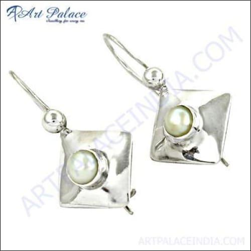 Trendy Pearl Silver Earrings