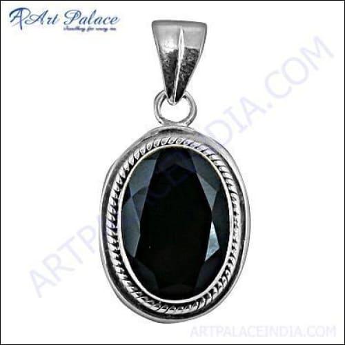 Truly Designer Black Onyx Gemstone Silver Pendant