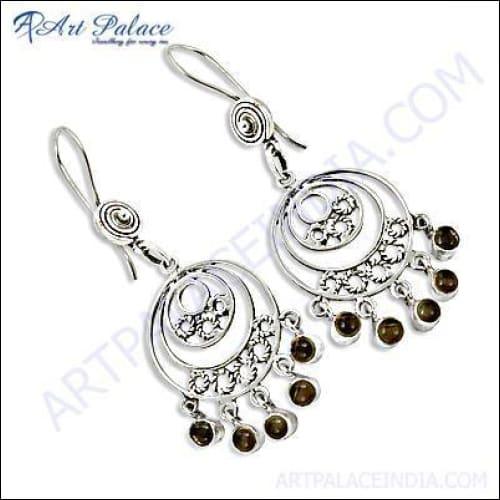 Truly Designer Silver Earring With Citrine